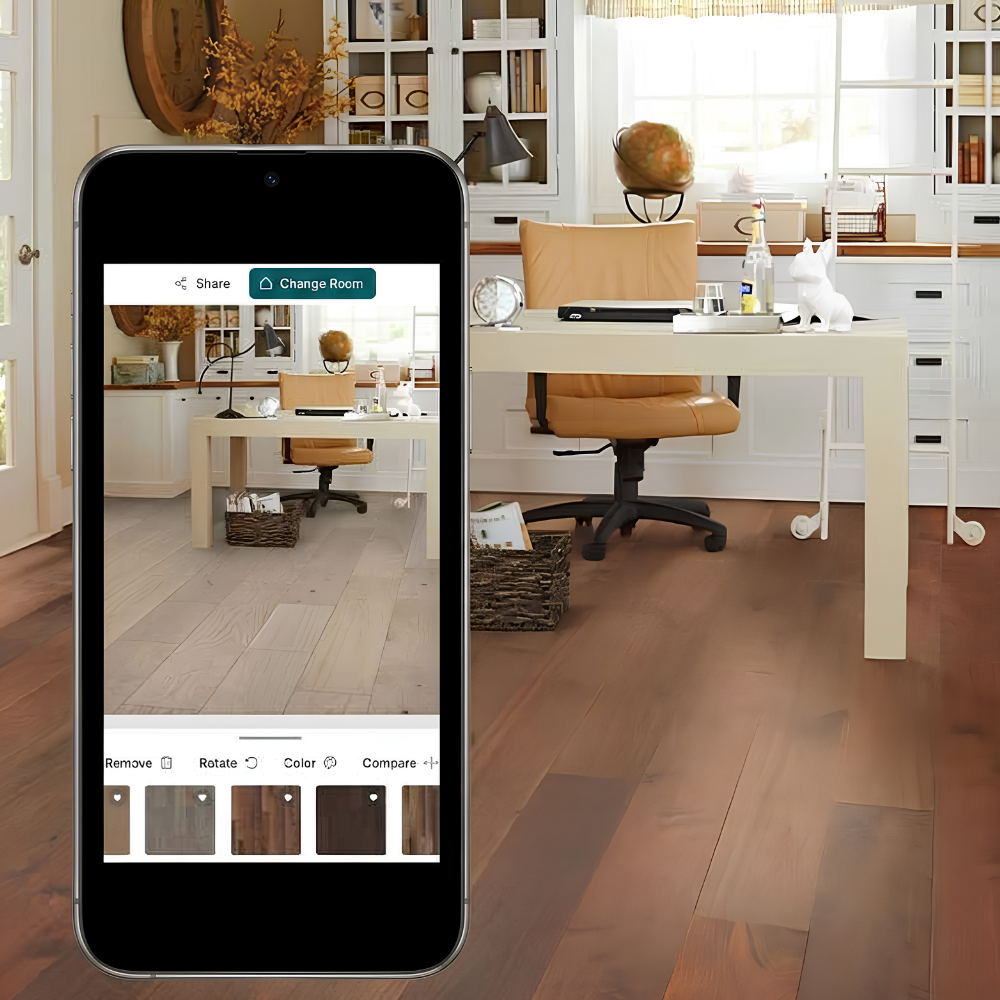 room visualizer with woodlook flooring